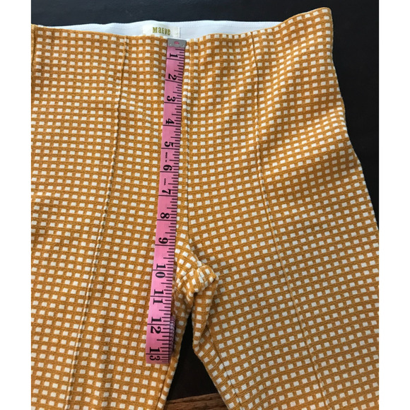 Anthropologie Maeve Mollie Flare Yellow/White Gingham Pants - Size Extra Small - Picture 6 of 11